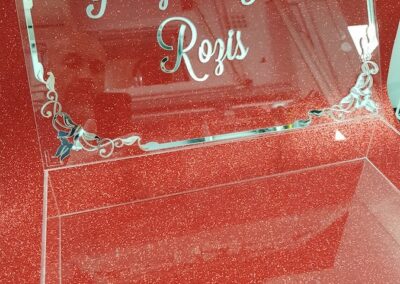 Laser engraved red acrylic box